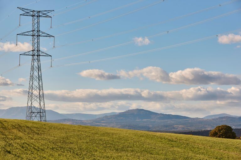 Power lines. Energy industry. Industrial electricity distribution. Renewable production