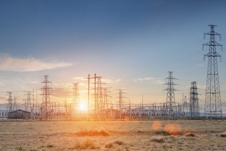 transformer substation at dusk